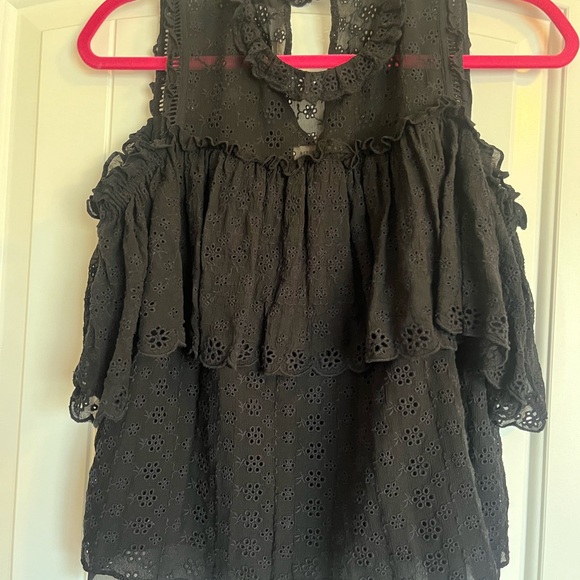 Rebecca Taylor Open Shoulder black lace top - Picture 5 of 6